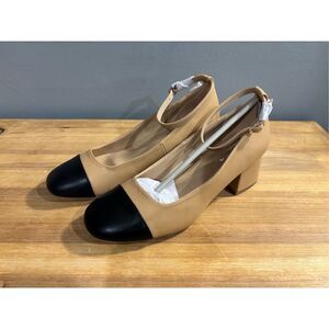 Soda black and tan Mary Jane chunky heeled shoes size 7 1/2